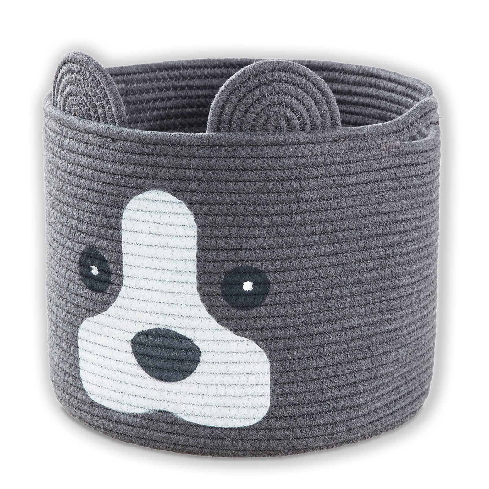 Ushang Pet dog toy bin with handle in dark grey for easy pickup
