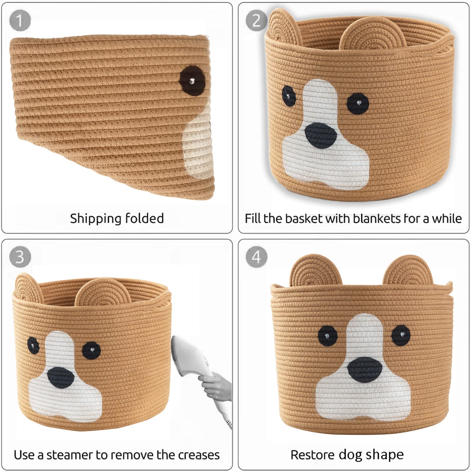 Ushang Pet easy-carry storage bin with long handles for one or two-handed lift.