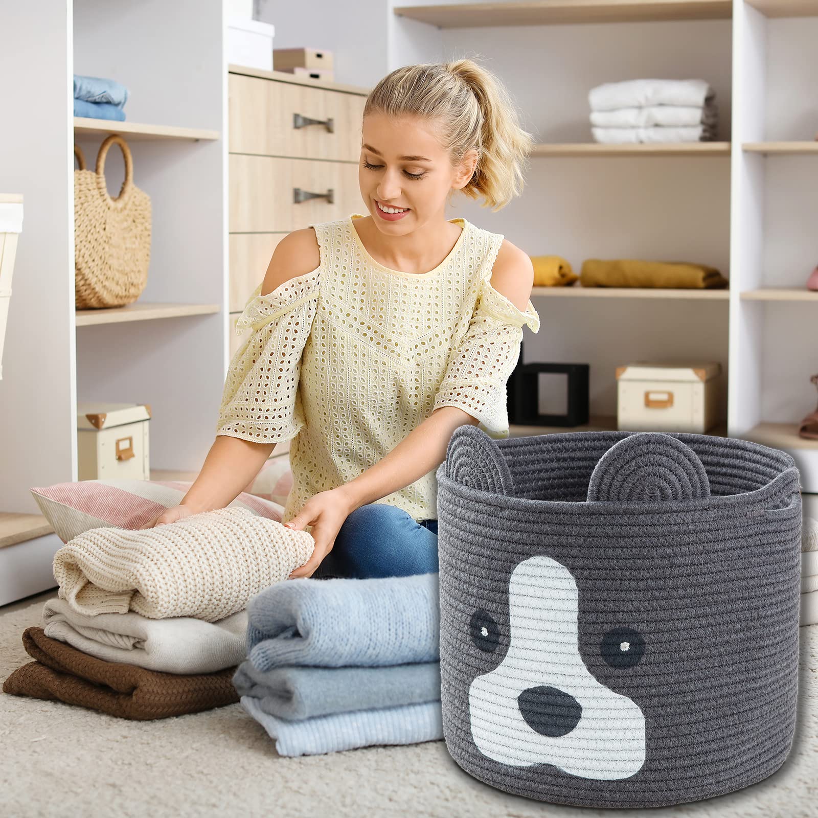 Ushang Pet versatile storage basket for blankets, toys, and more