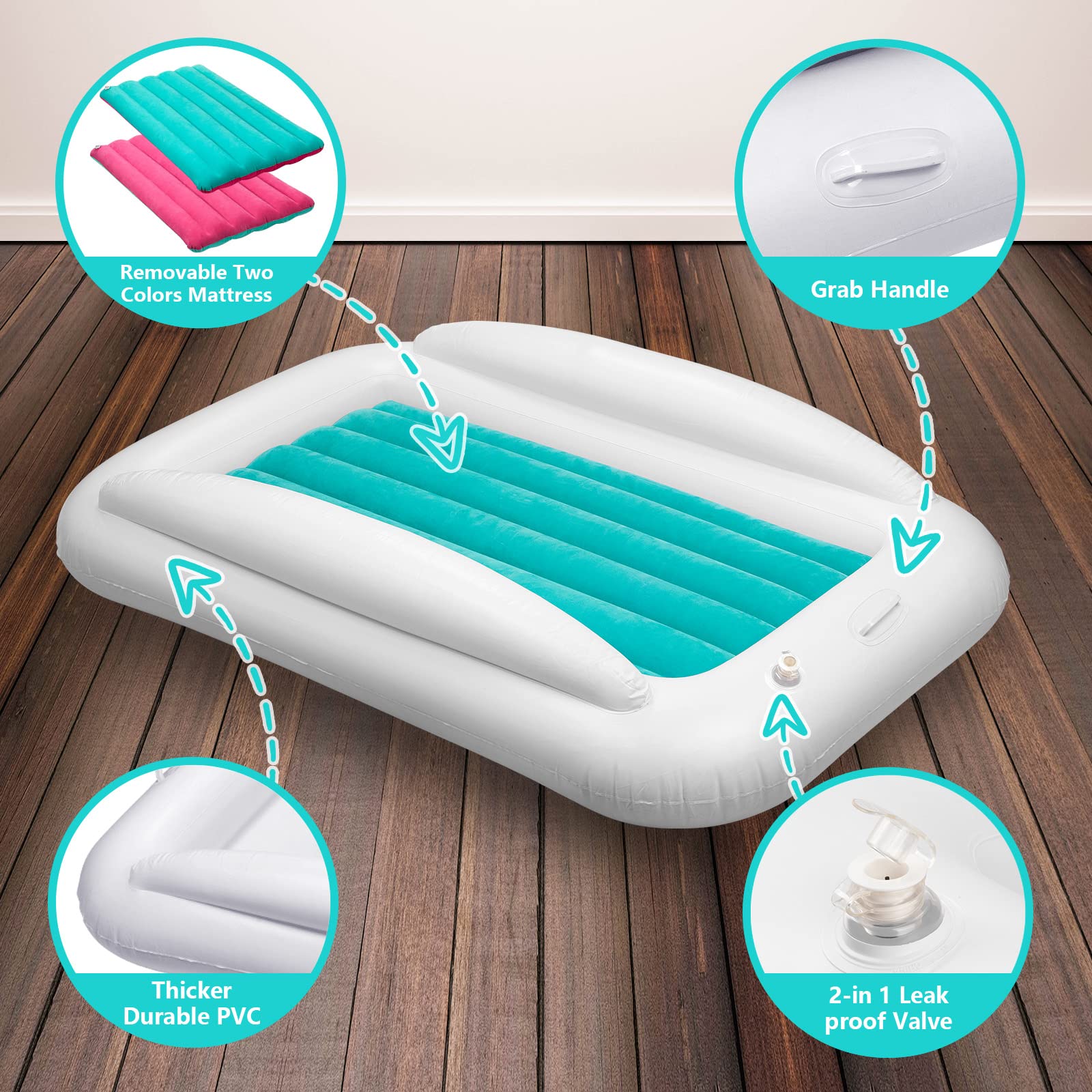 USHMA durable vinyl construction resists tears for lasting toddler sleep.