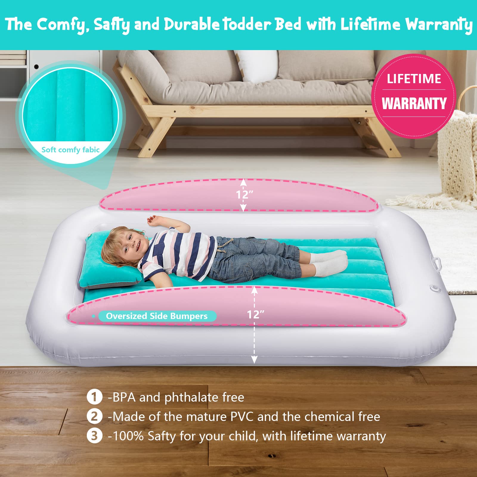 USHMA bed pillow flips to green side for customizable comfort on the go.