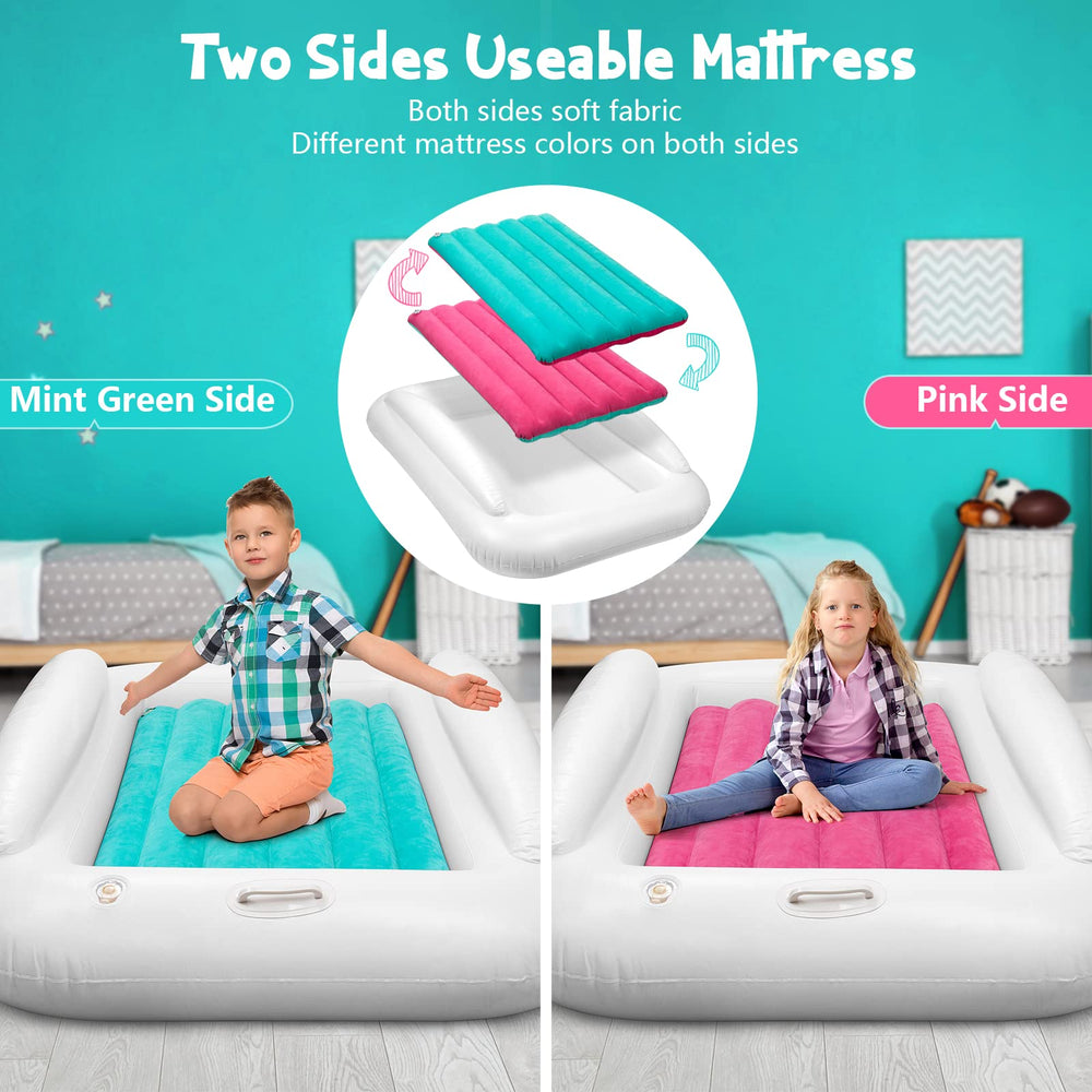 USHMA toddler travel bed grey side offers versatile color choice for home, hotel, or camping.