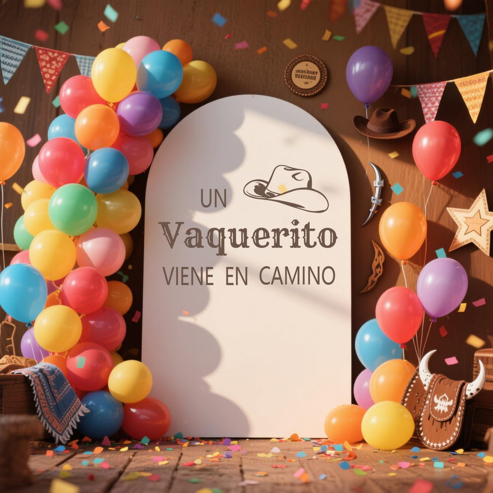 Usumz Cowboy Baby Shower Decal photo backdrop for charming party pictures.