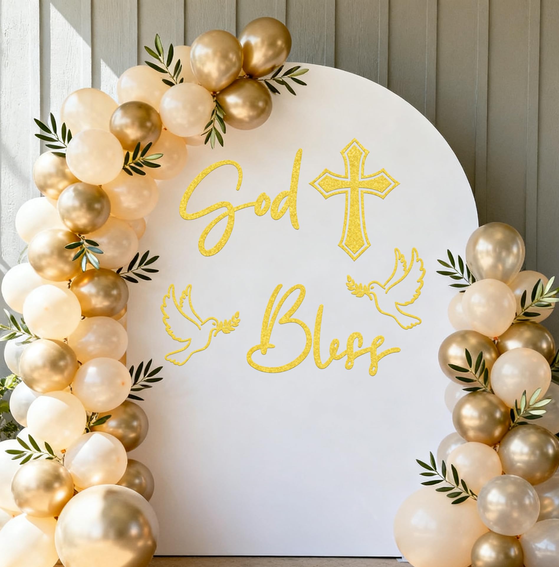 Usumz God Bless gold letter stickers shine on any wall