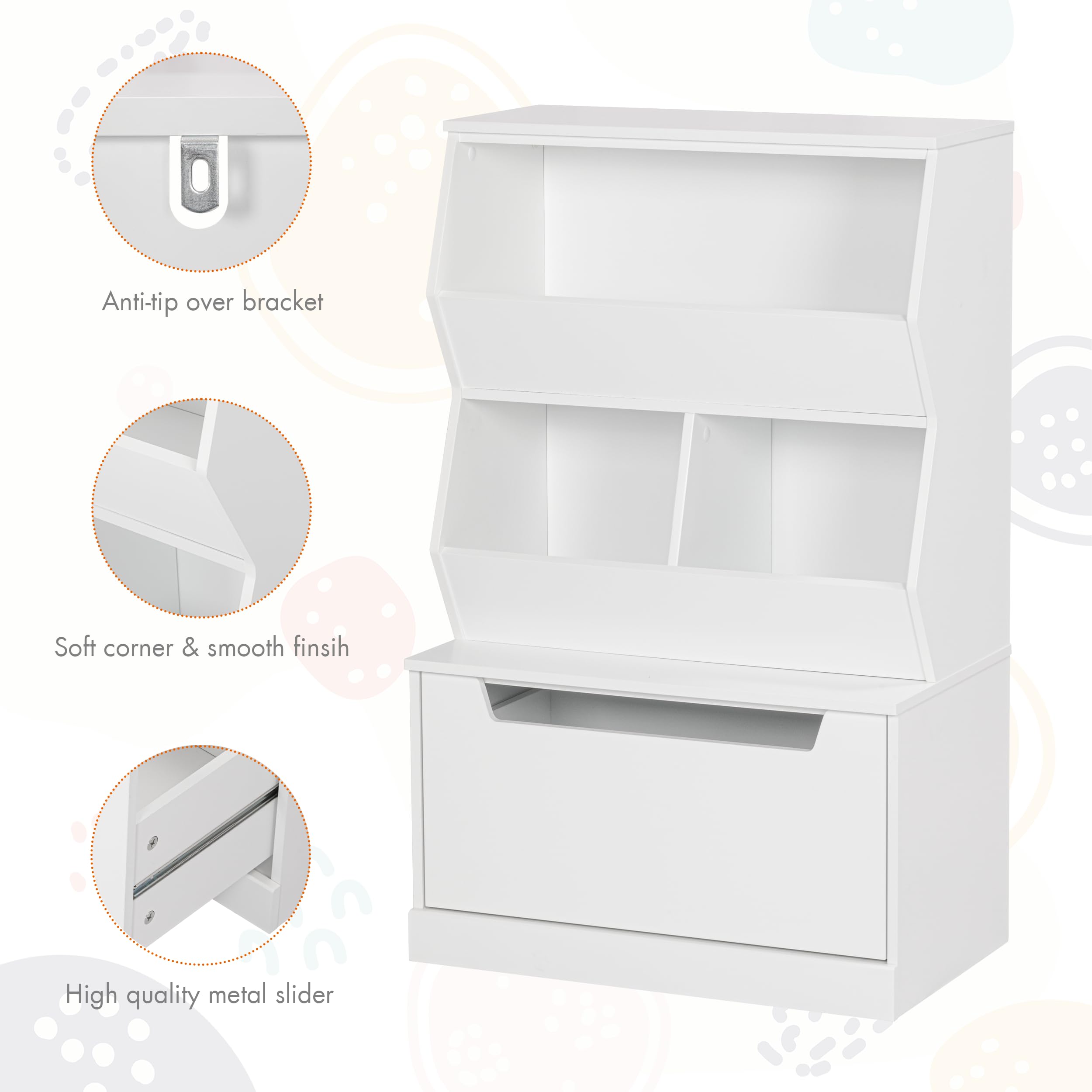 UTEX Anti-tip safety device stabilizes the unit during active play in playrooms.