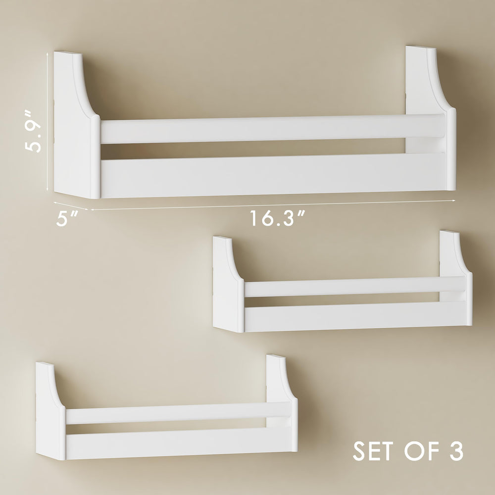 UTEX floating nursery book shelves set 3 close-up rail protects items safely