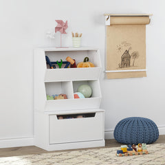 UTEX Toy storage with bottom drawer hides clutter for a clean living space.