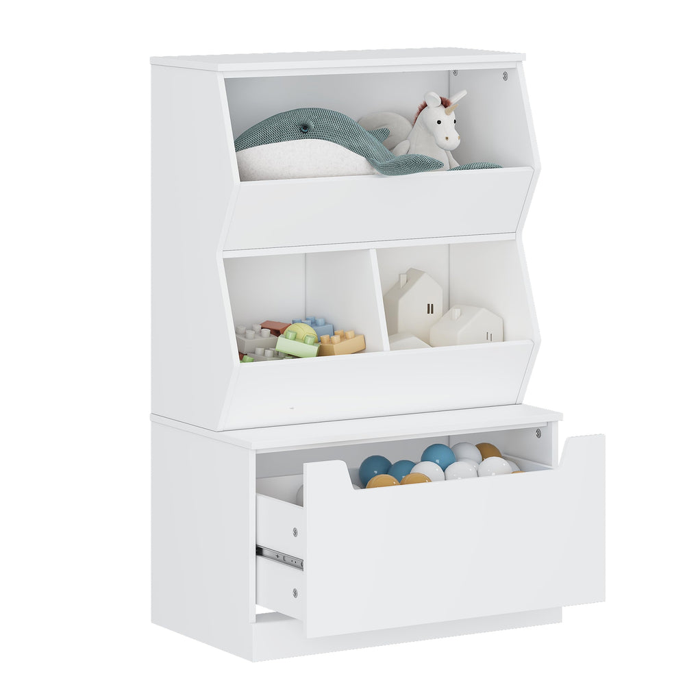 UTEX White storage shelves are easy to wipe clean and maintain.