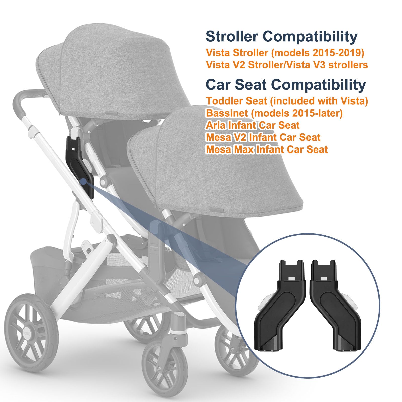 UTNVBTR upper adapter fitting Vista V2 with bassinet attachment