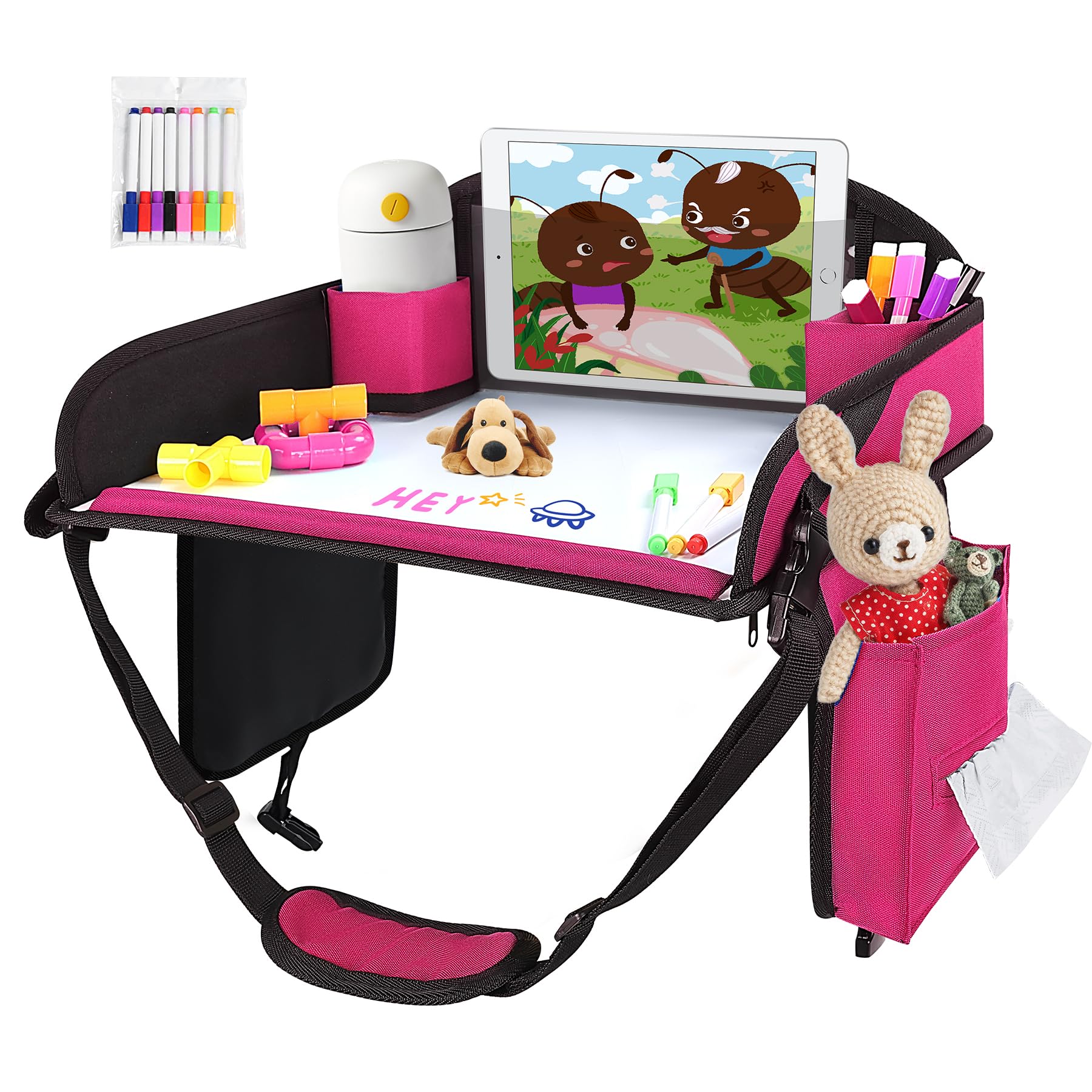 UTOLOVE travel tray with dry erase board for car journeys, mess-free art on demand.