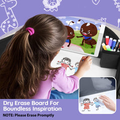 UTOLLOVE tray features a dry erase board for quick drawings and mess-free notes.