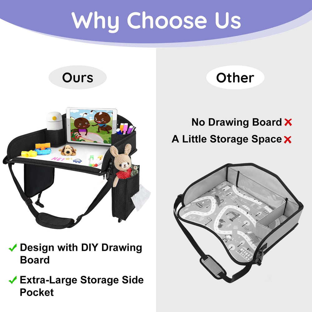 UTOLLOVE Deep wells for crayons and spill-proof snack compartments help kids stay tidy.