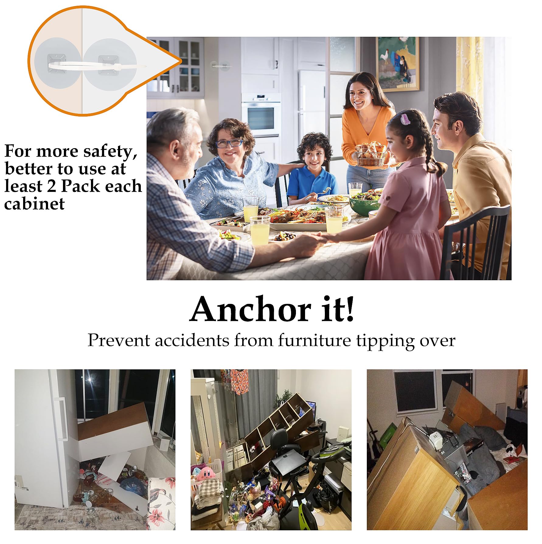 Utook anti-tip straps add extra security for large furniture