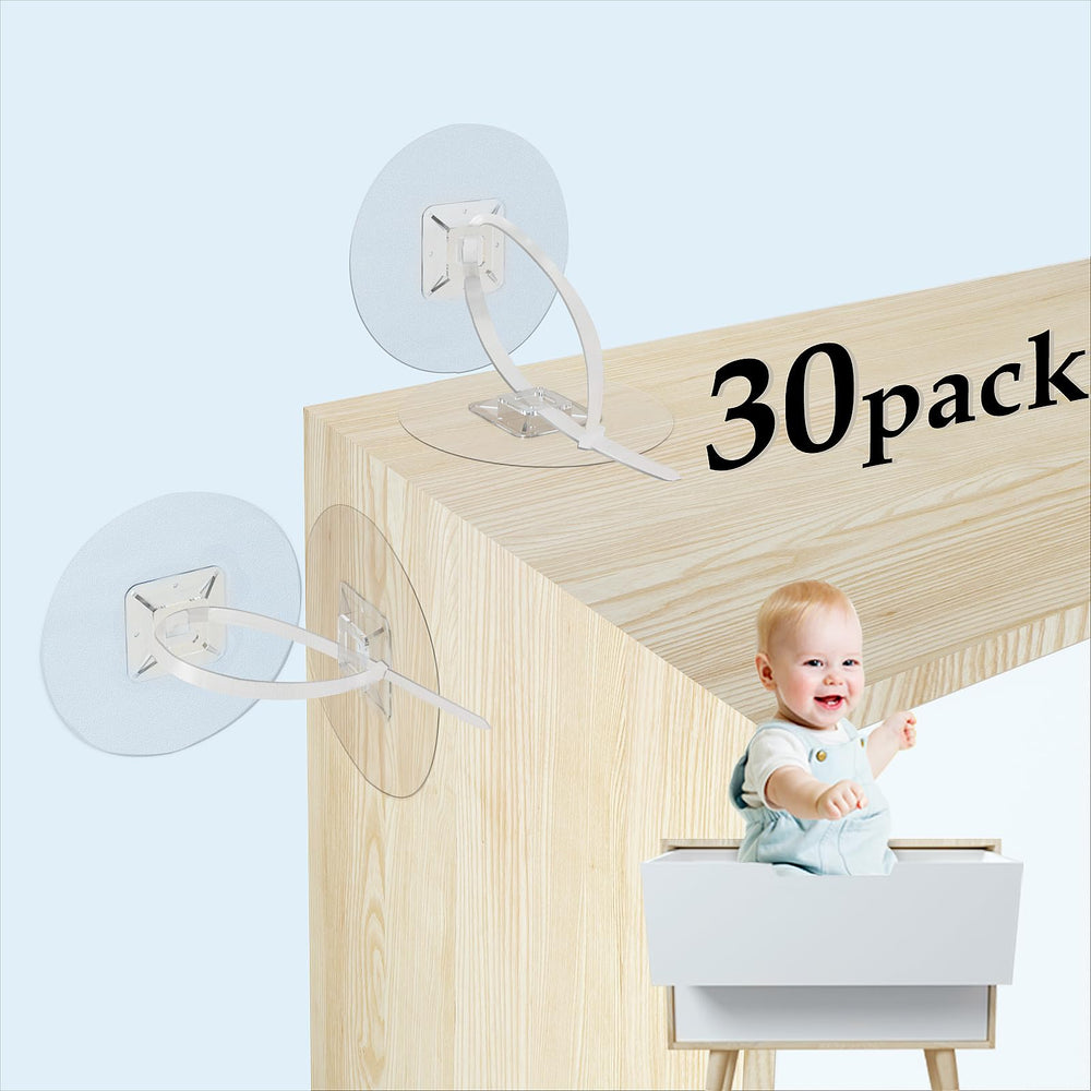 Utook furniture anchors 30-pack showing no drill installation for baby safety