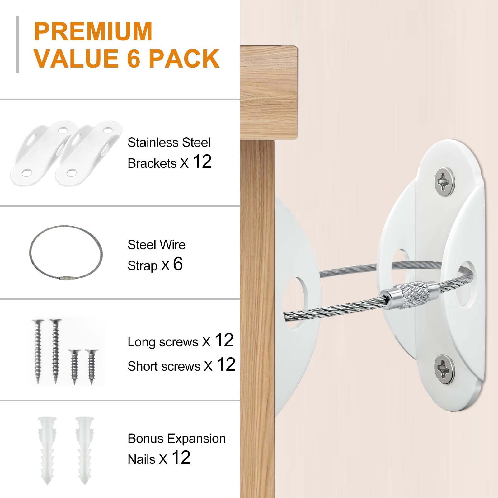Utook Furniture Anchors screw closure design for quick release during cleaning.