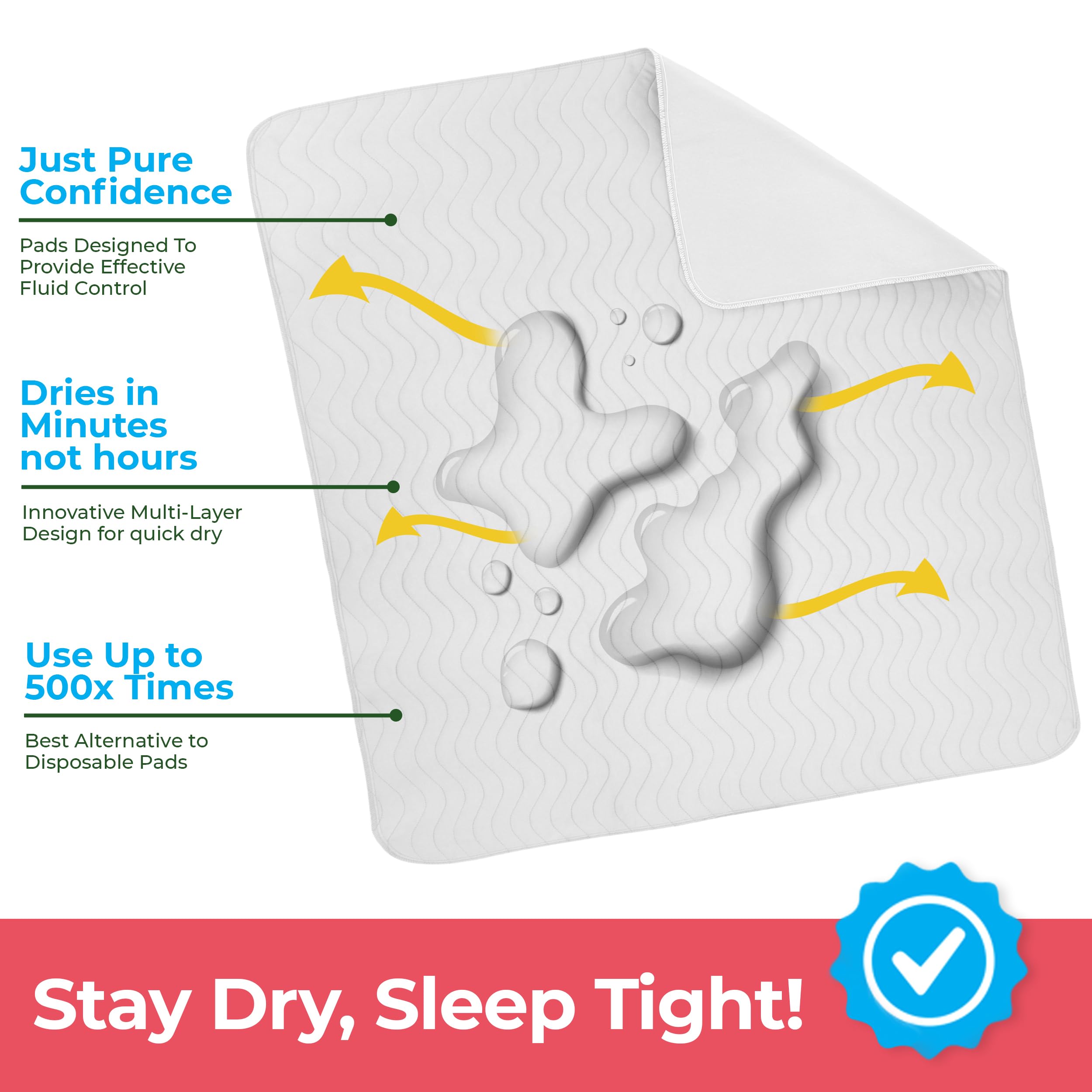 Utopia Bedding absorbent bed pad dries the surface quickly to keep you comfortable through the night.