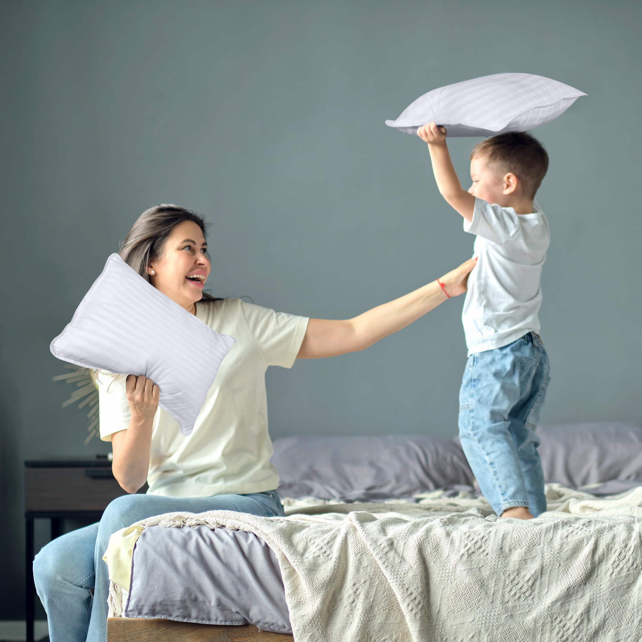 Utopia Bedding Toddler Pillow care guide image, spot clean instructions for lasting softness.
