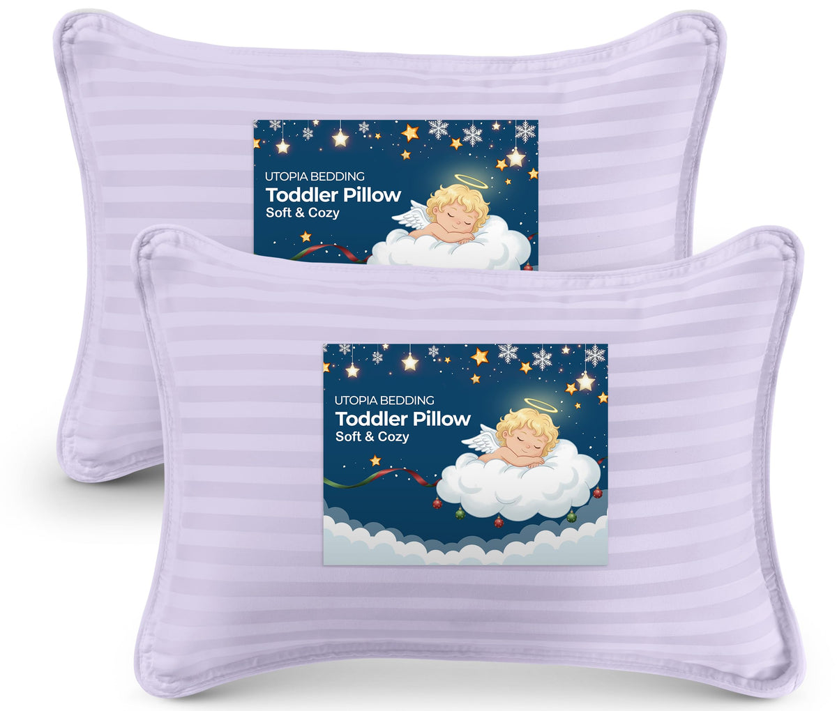 Utopia Bedding toddler pillow lavender pack-2 hero, soft fabric for cozy sleep.