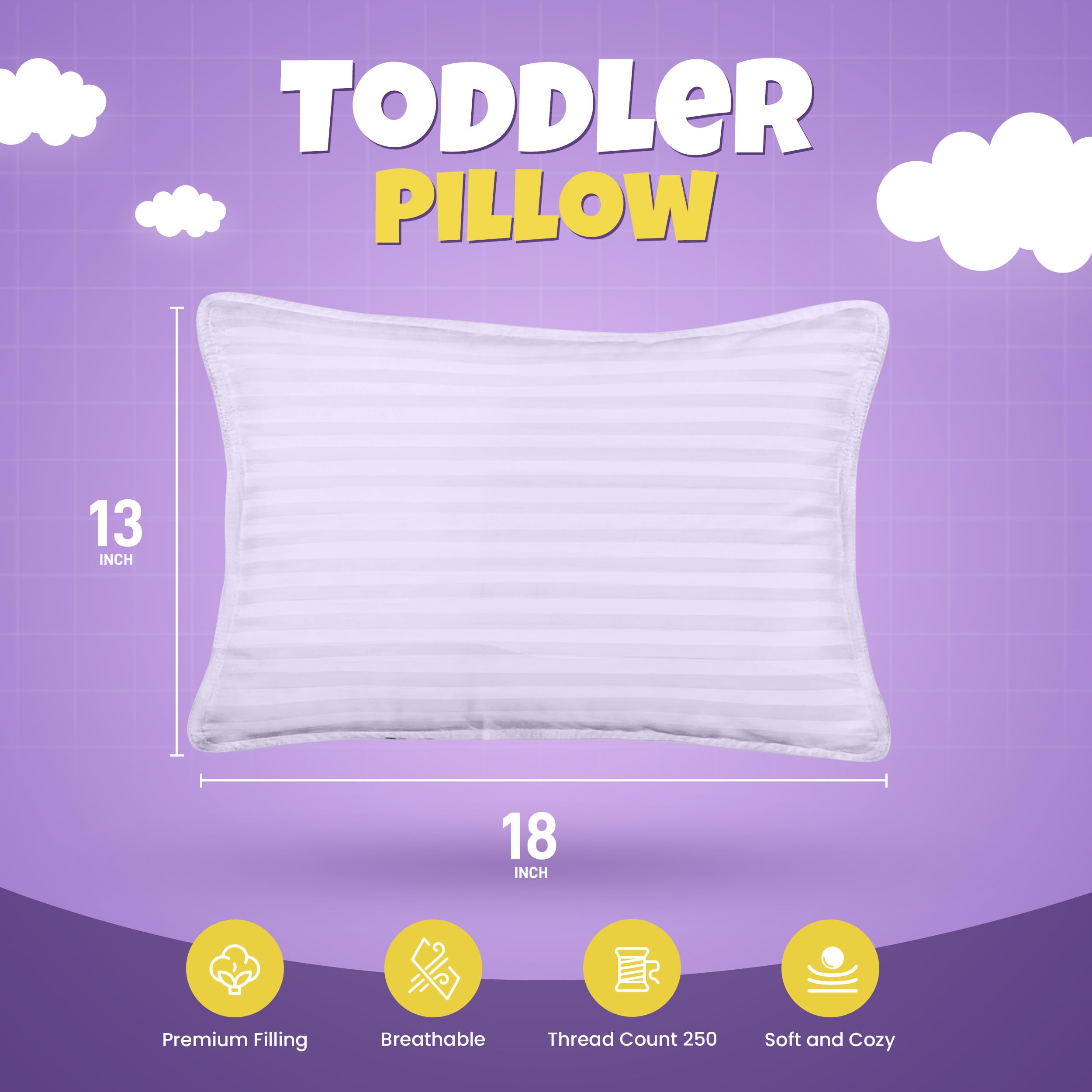 Utopia Bedding lavender toddler pillow texture closeup highlighting cotton blend softness.