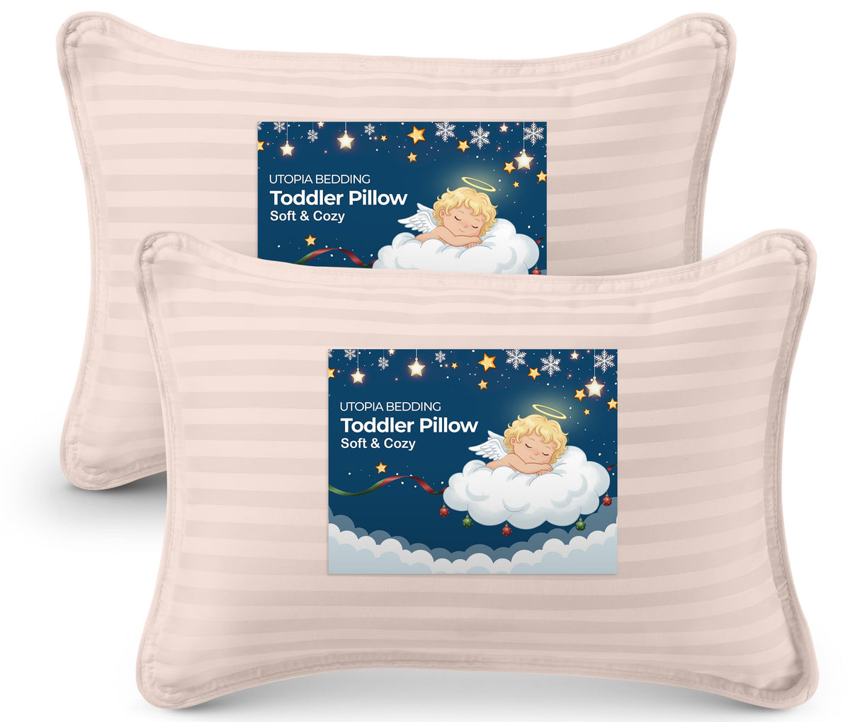 Utopia Bedding toddler pillow light pink front view promotes comfy sleep for kids aged 2+