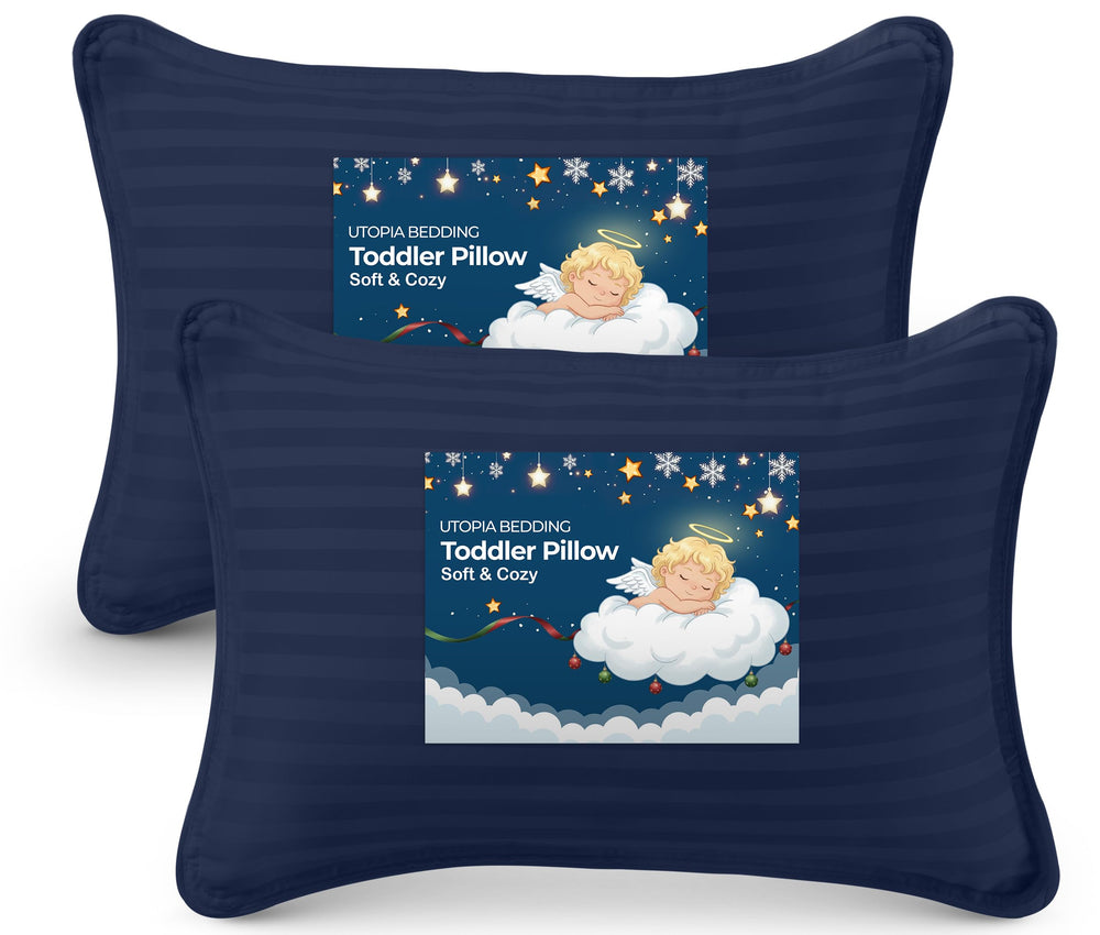 Utopia Bedding Toddler Pillow navy 13x18 front view shows soft fabric for bedtime comfort