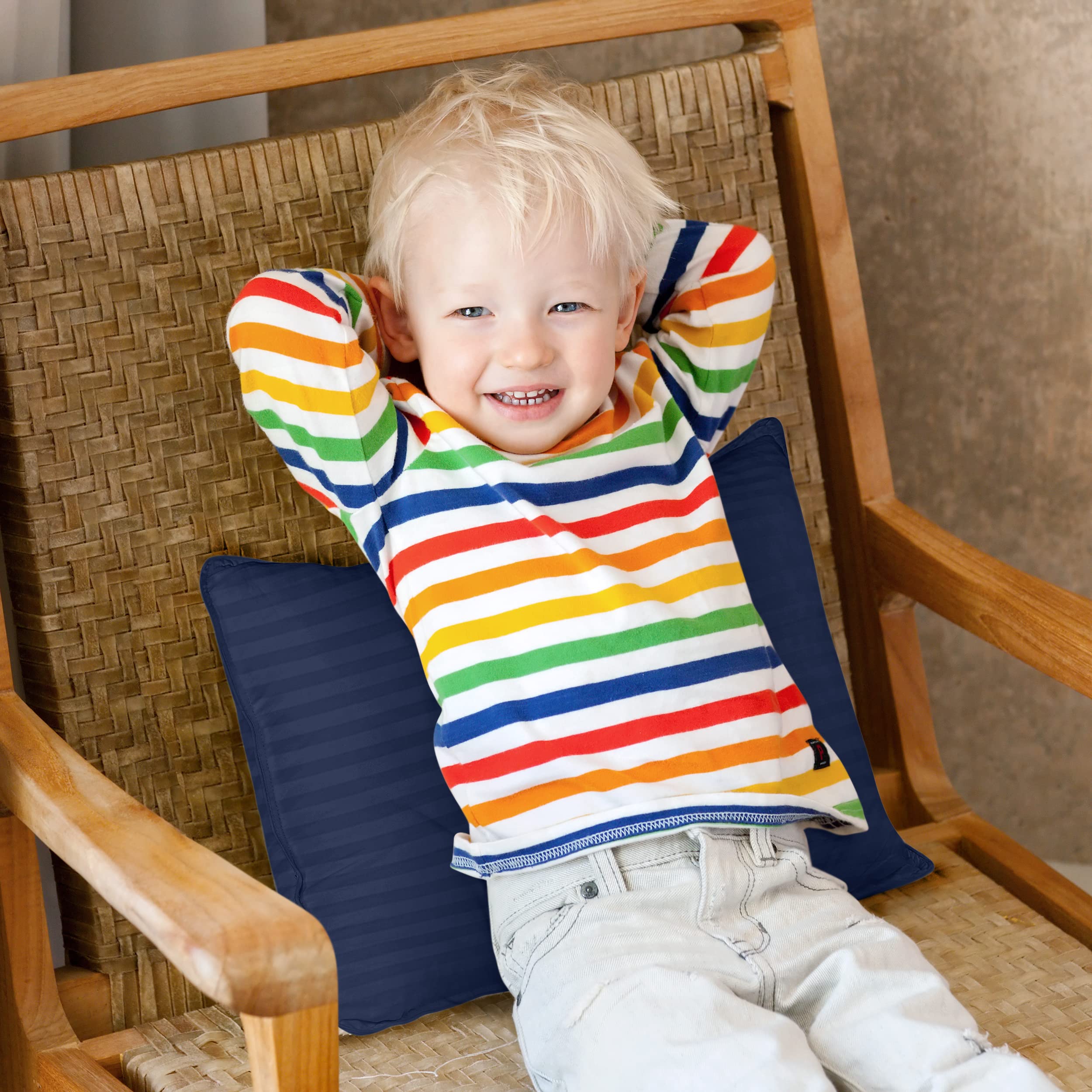Utopia Bedding navy toddler pillow ready for travel and nap time