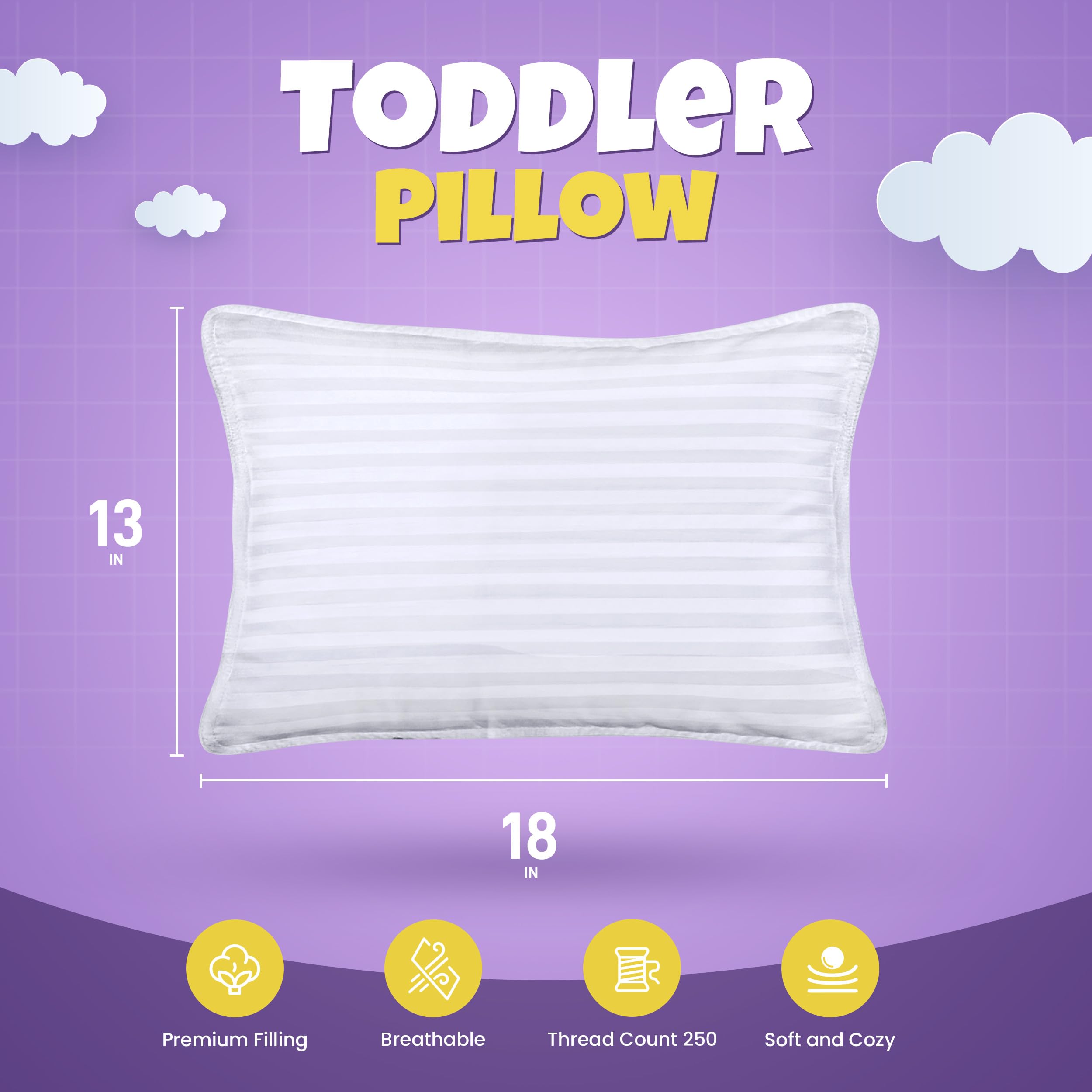 Utopia Bedding Toddler Pillow close-up fabric, showing breathable cotton blend cover and gentle texture.