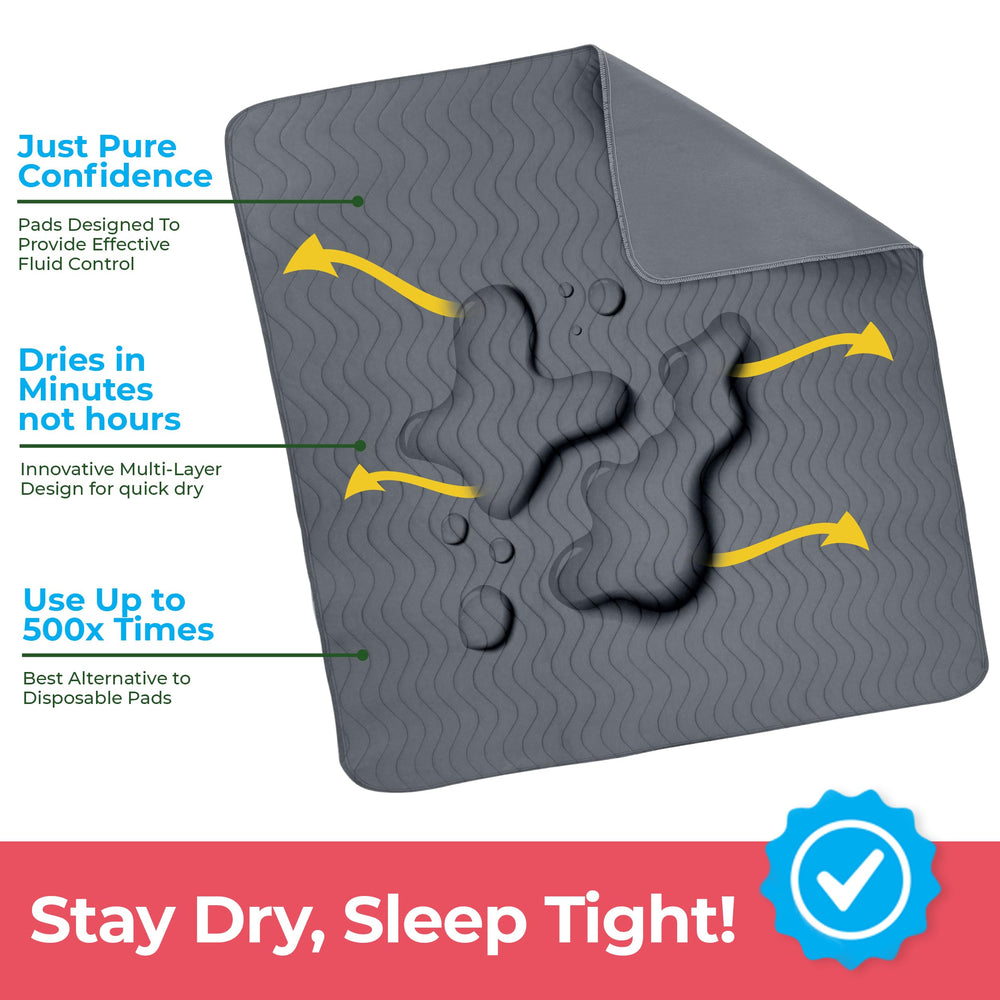 Utopia Bedding underpad on bed shows a dry surface for longer periods.