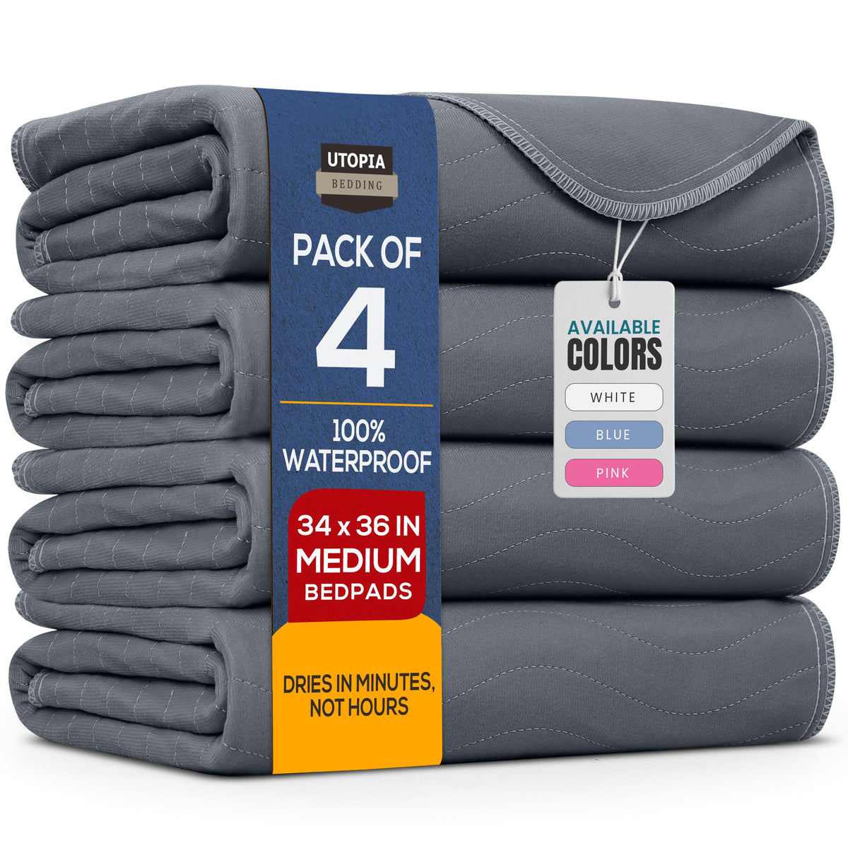 Utopia Bedding washable underpads protect mattresses with strong absorbency and easy care.