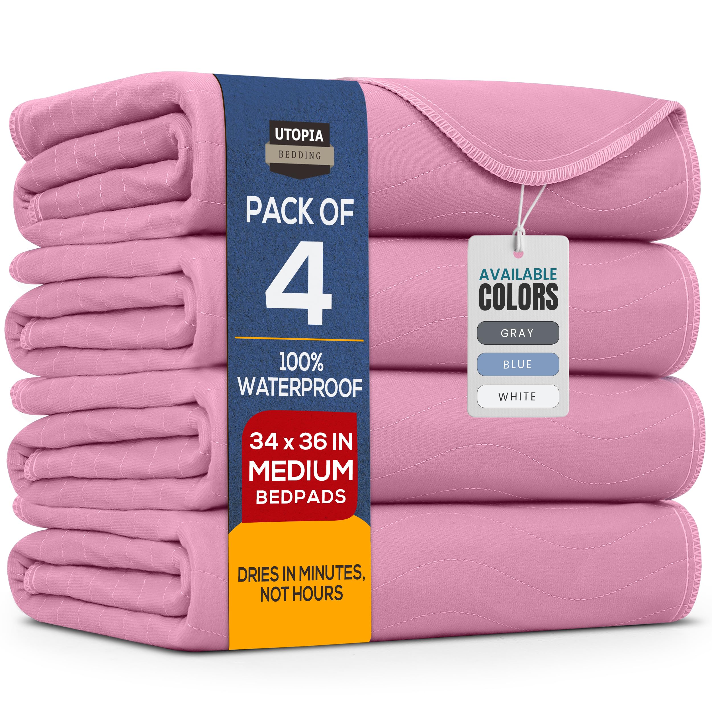 Utopia Bedding underpads with edge-channeling keep surfaces drier and reduce leaks.