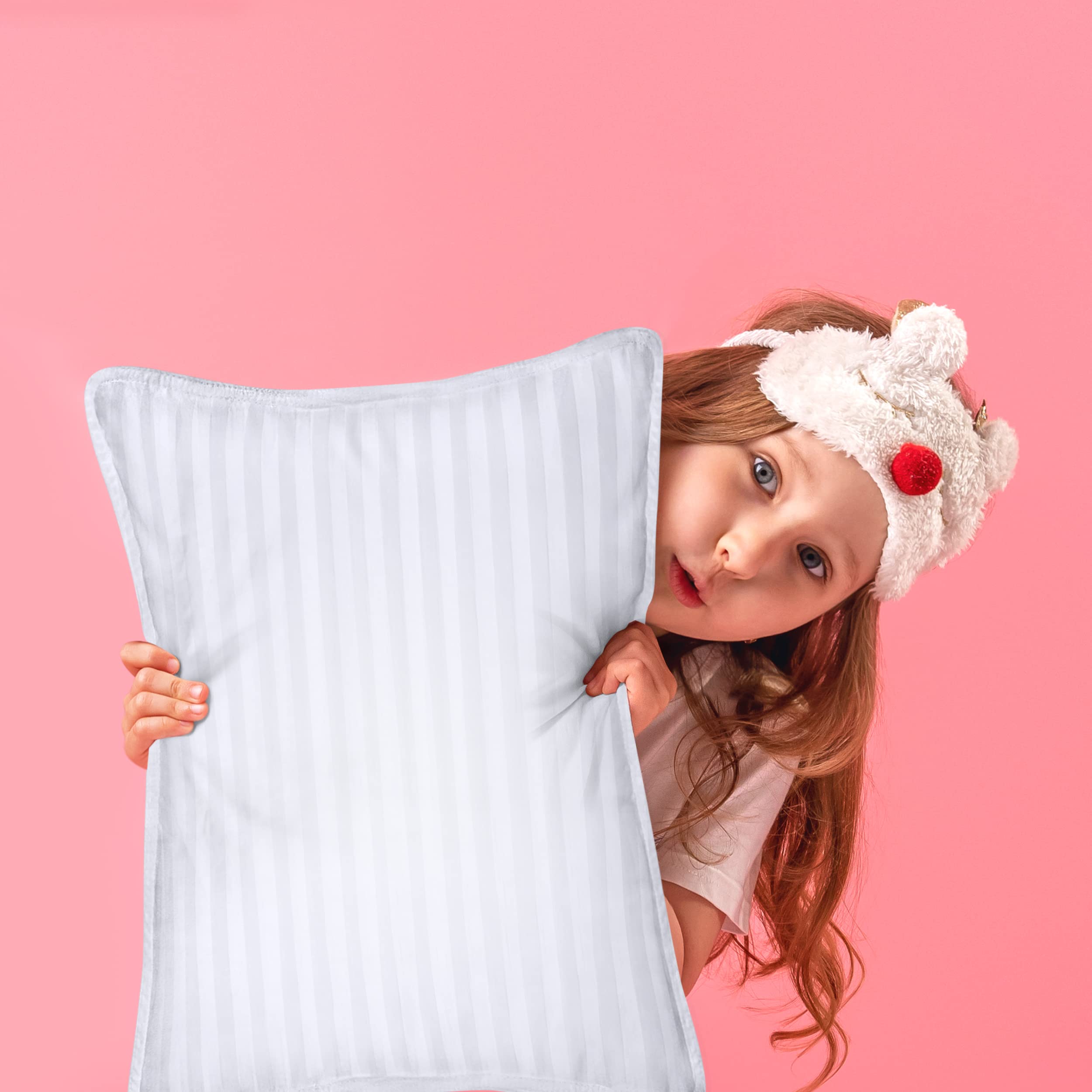 Utopia Bedding youth pillow demonstrates a durable 250-thread-count cover.