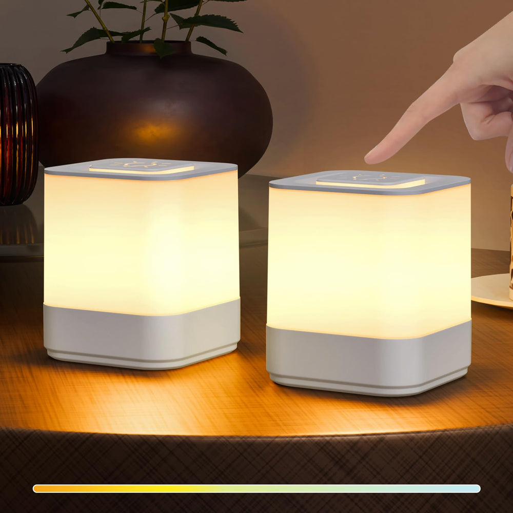 uuffoo 2-pack rechargeable night light with square design for bedside use and travel.