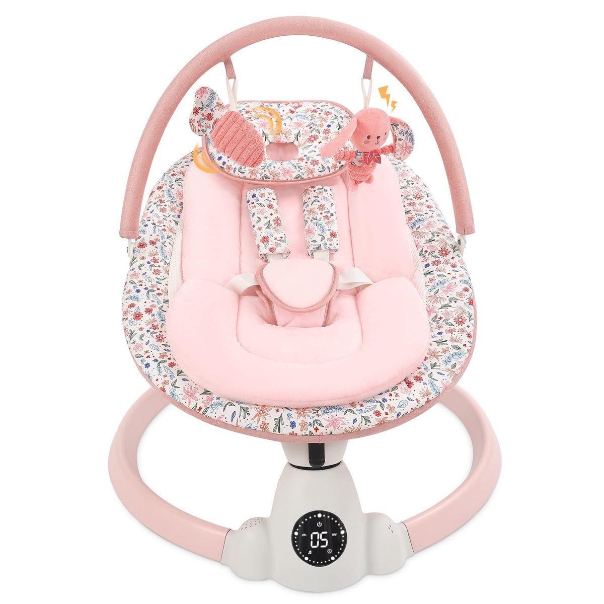 Uuoeebb baby swing assembly view highlighting sturdy frame for infant safety