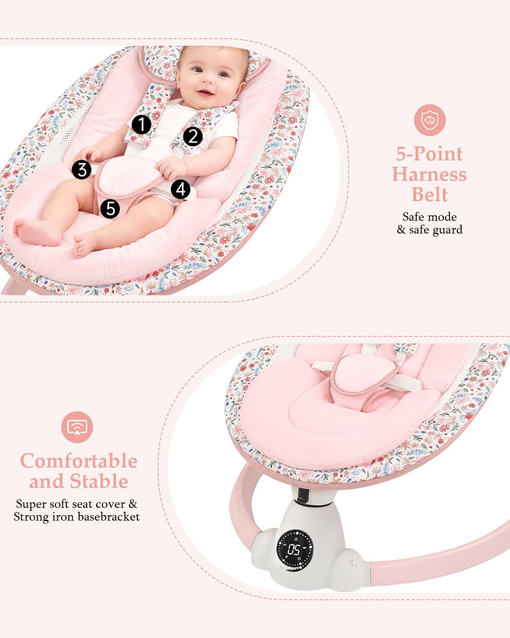 Uuoeebb baby swing plush toys stimulate senses during gentle rocking