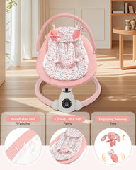 Uuoeebb baby swing with Bluetooth music streaming to customize soothing playlists.