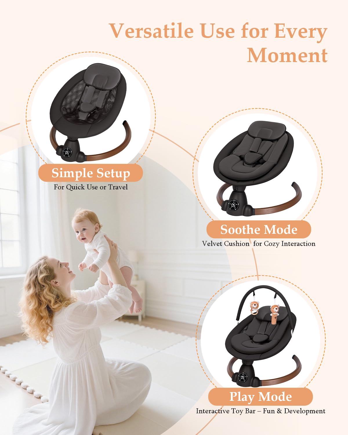 Bluetooth setup on Uuoeebb baby swing for music