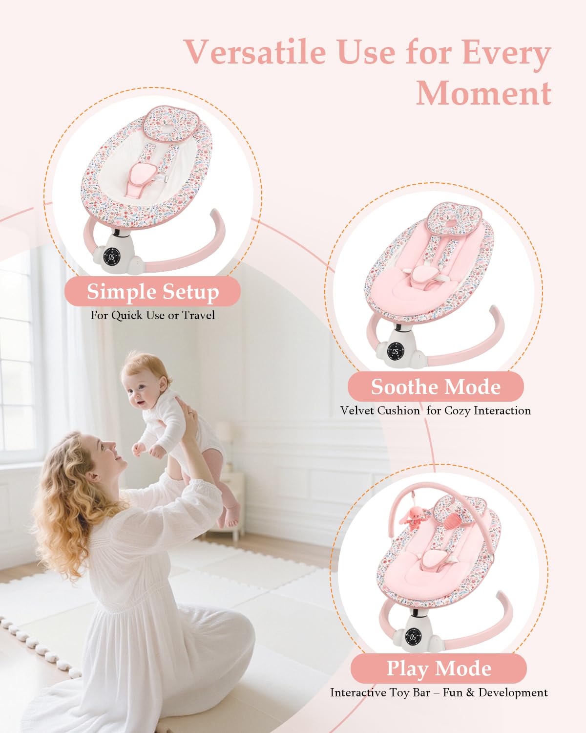 Uuoeebb baby swing indoors outdoors use for versatile placement