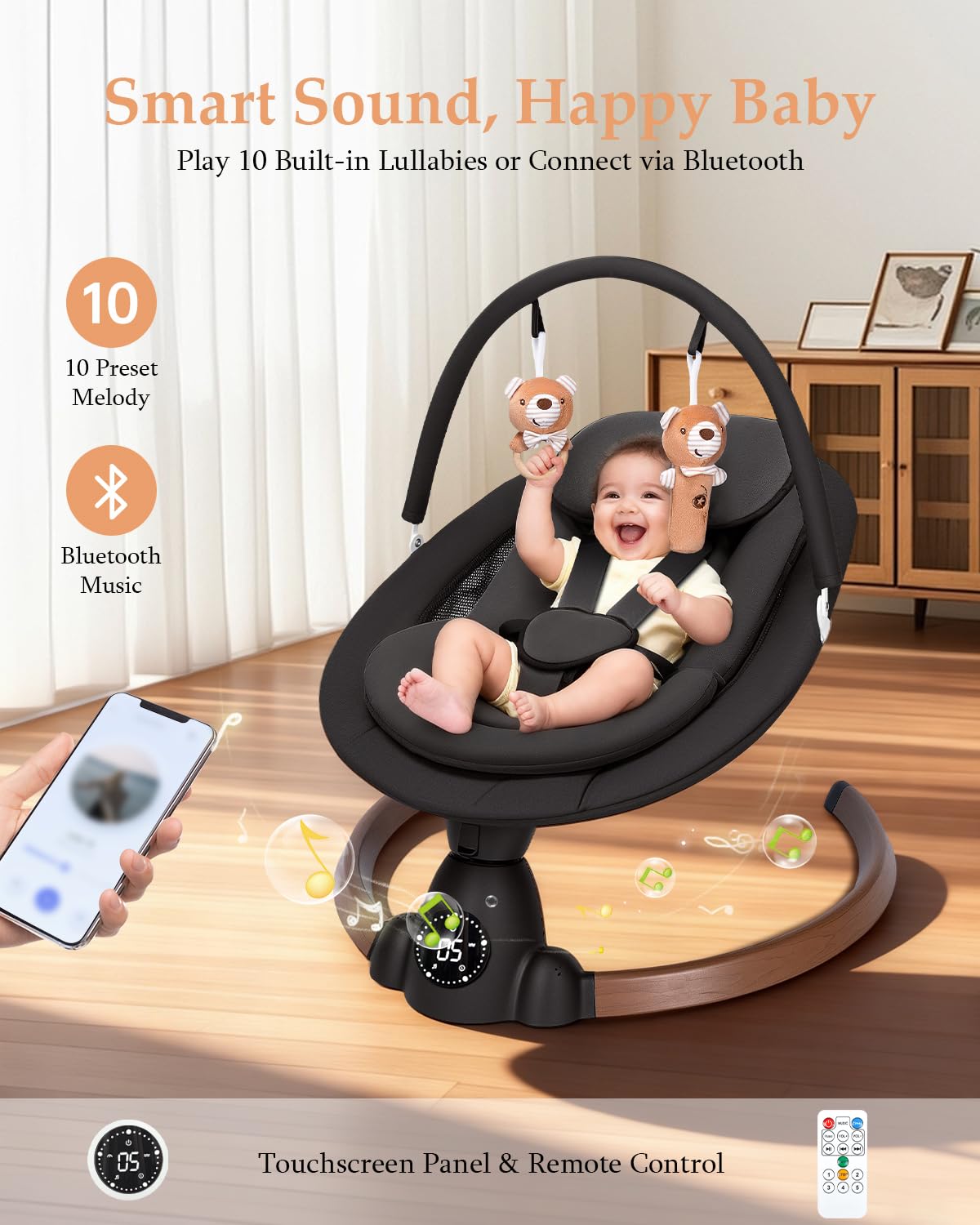 Uuoeebb baby swing plush toys stimulate senses during playtime