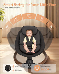 Uuoeebb baby swing side view highlights sturdy frame and balanced support