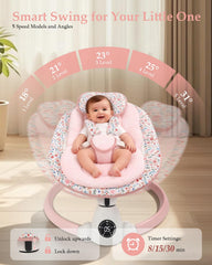 Uuoeebb baby swing side view shows compact footprint for small nurseries