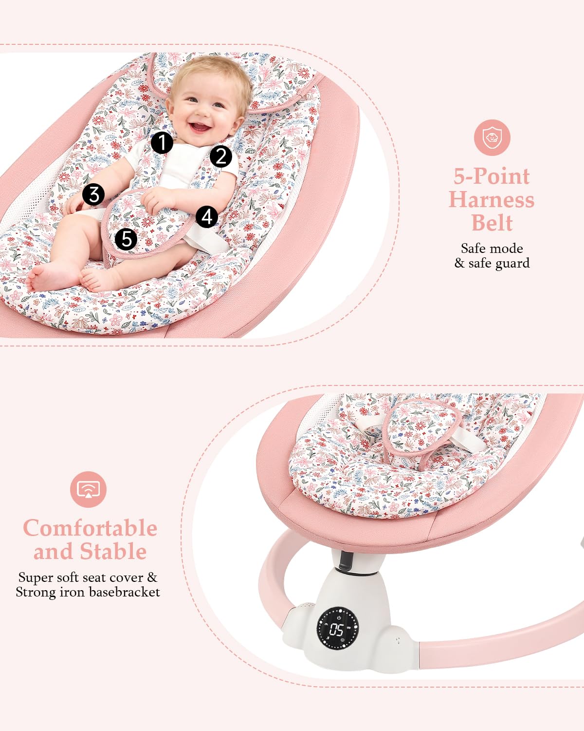 Uuoeebb baby swing plush toys enhance visual engagement and sensory play.