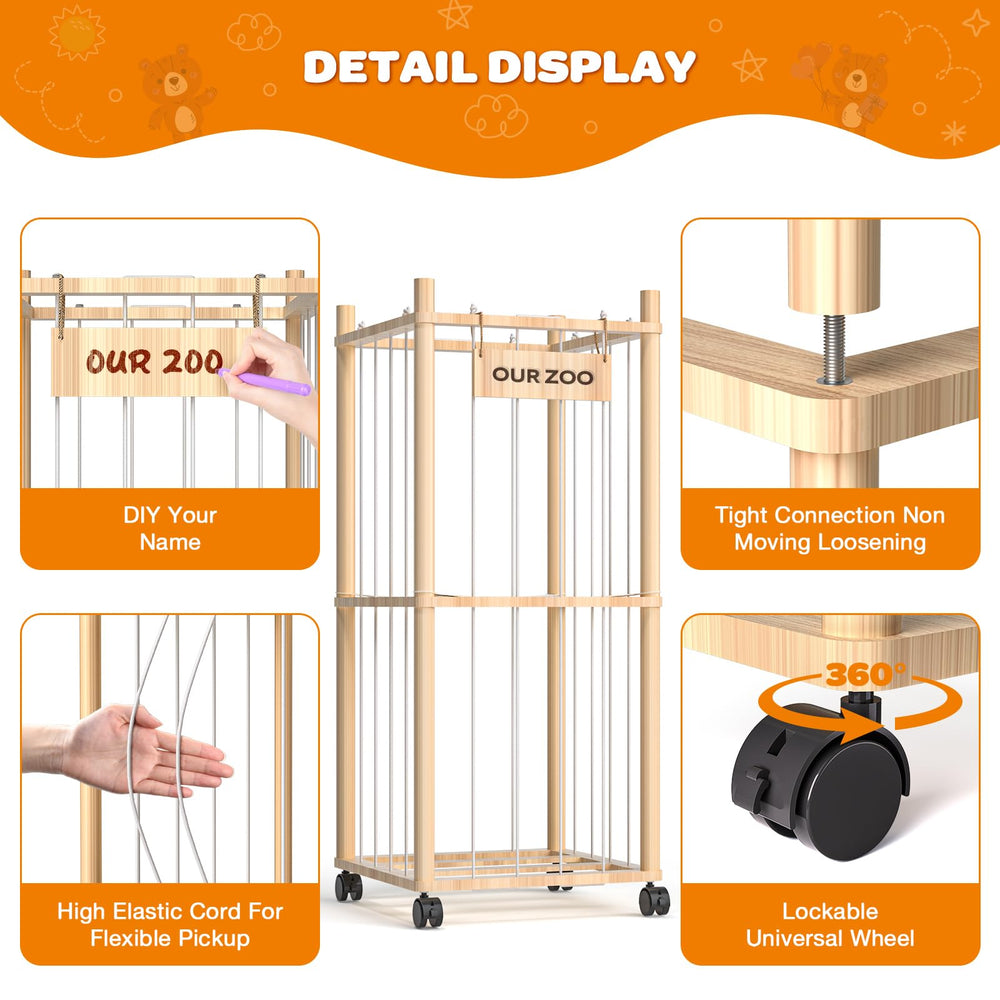 Uvellgift space-saving stuffed animal cage maximizes storage in small rooms.