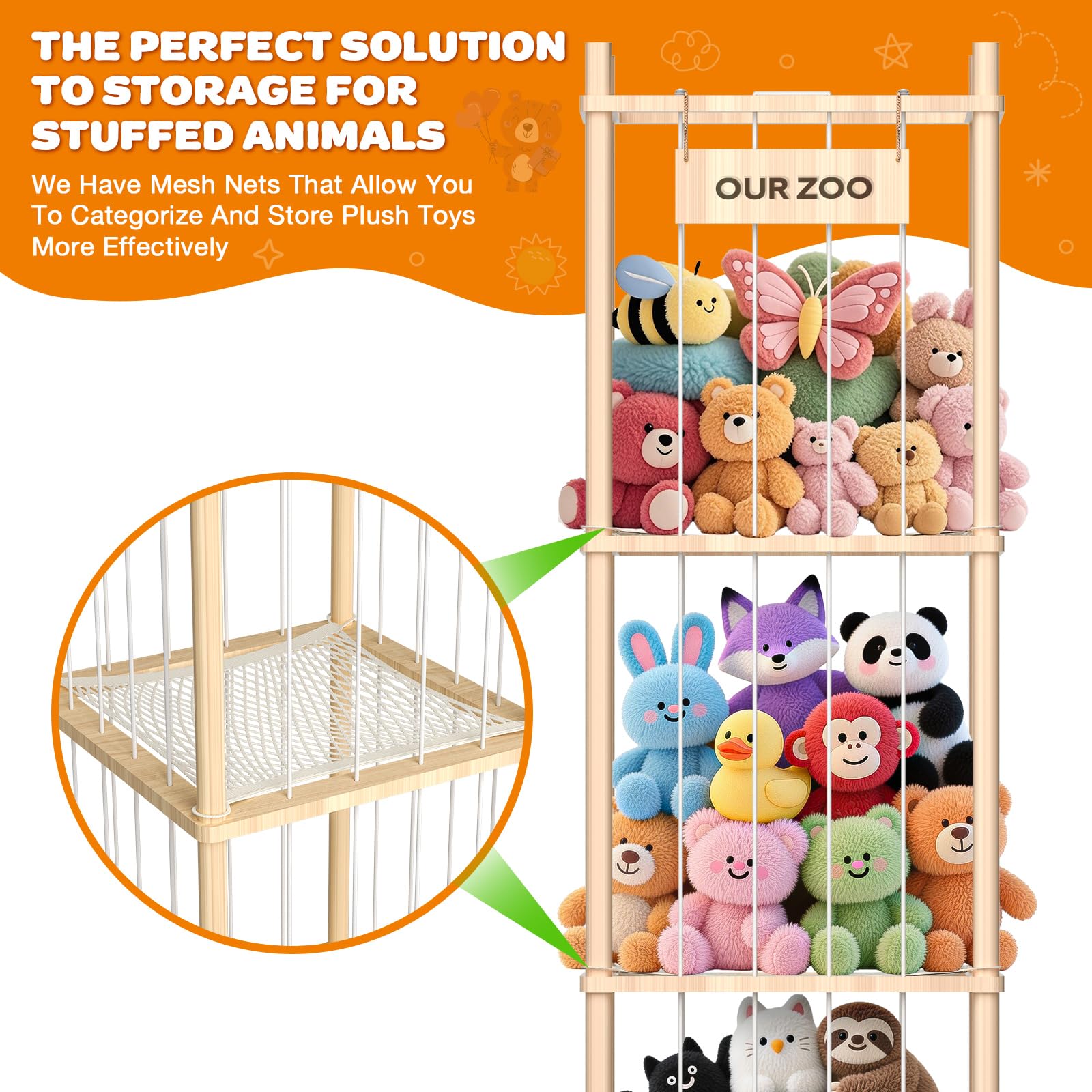 Uvellgift wooden nameplate personalizes the stuffed animal display.