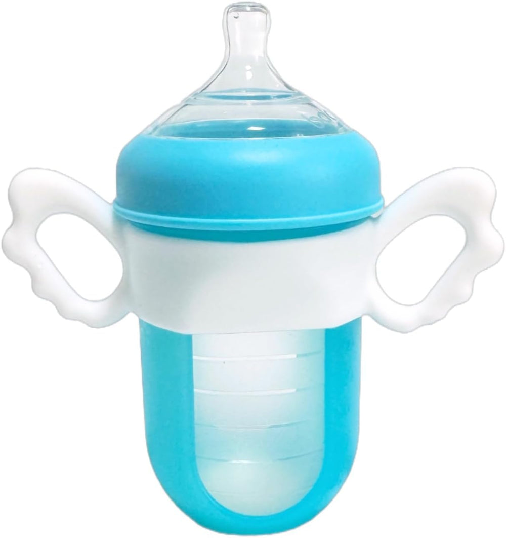 UWSTE White bottle handles promote safe grip for babies during feeding.