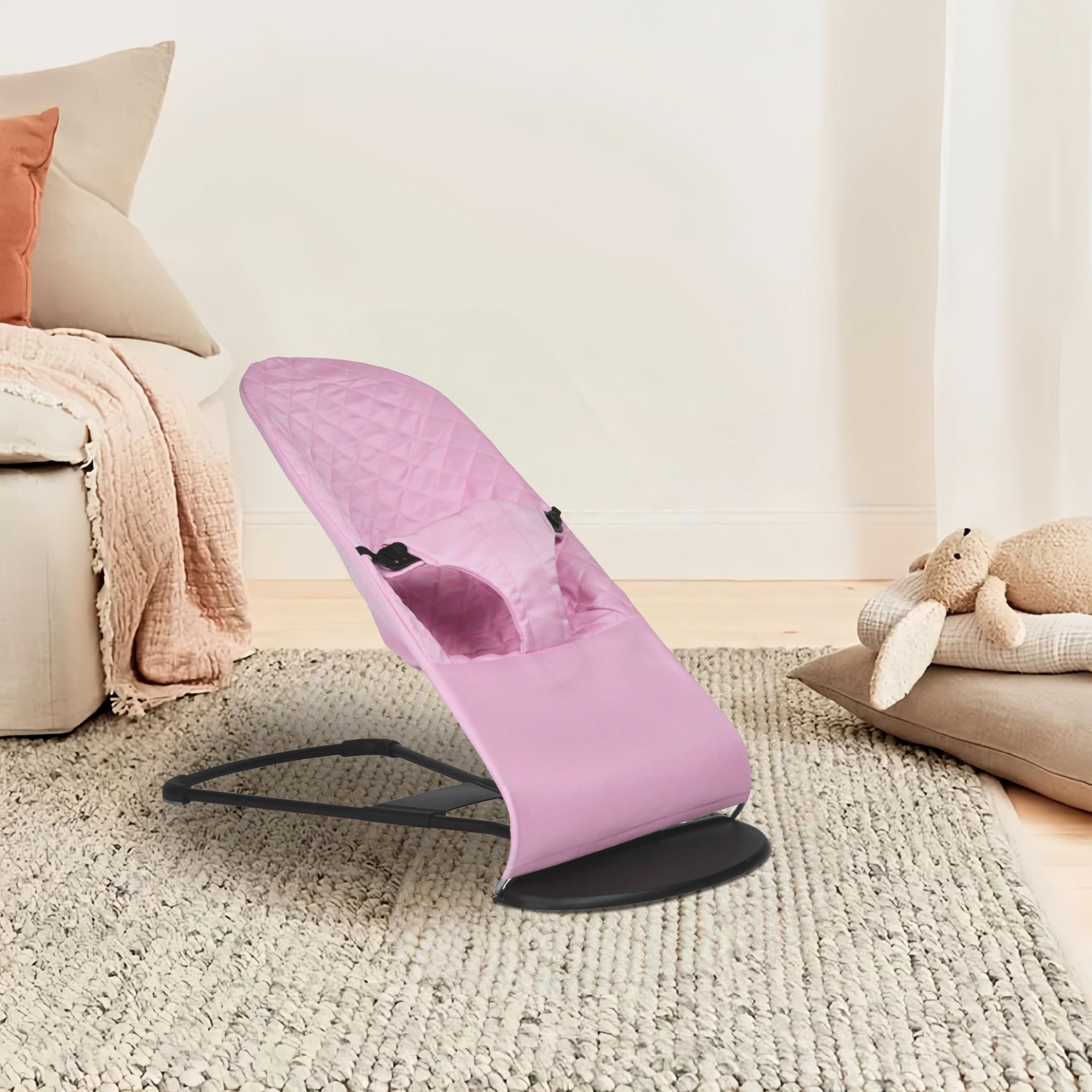 UWSTE machine-washable pink bouncer cover keeps nursery tidy