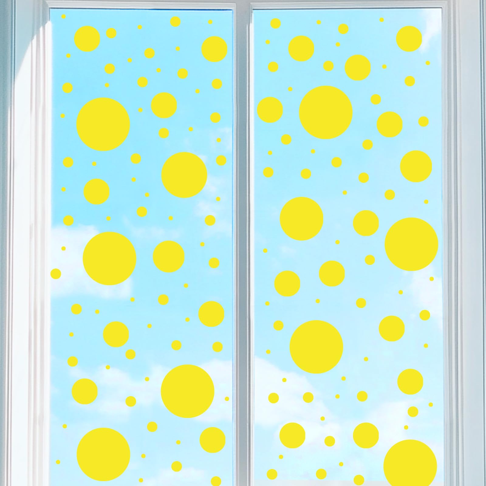 uxcell polka dots wall decals yellow close-up showing easy-to-apply design for quick wall upgrades.