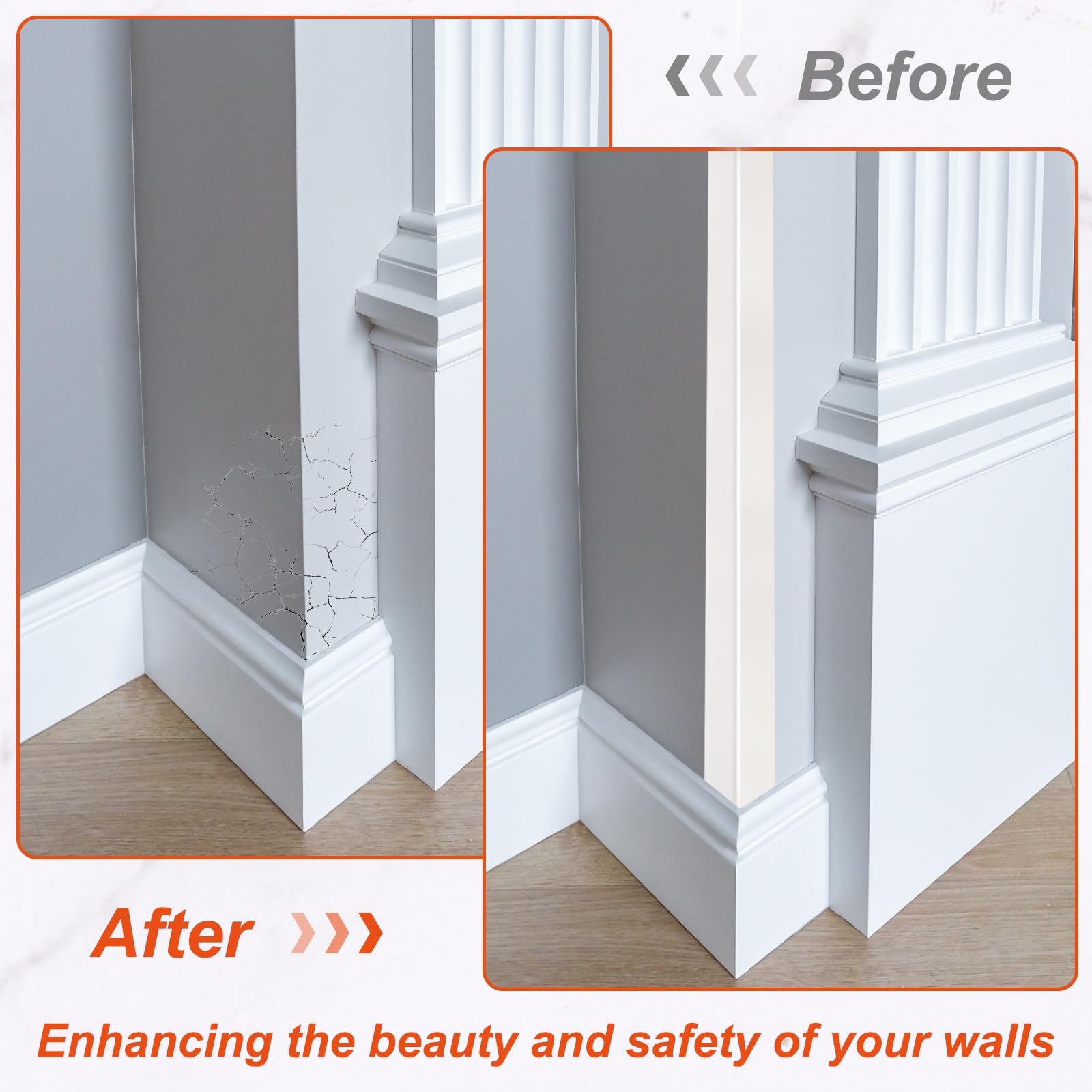 uxcell apricot gray L-shaped corner guard adds elegant wall edge protection