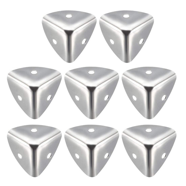 uxcell box corner protector in silver tone protects wooden table corners.