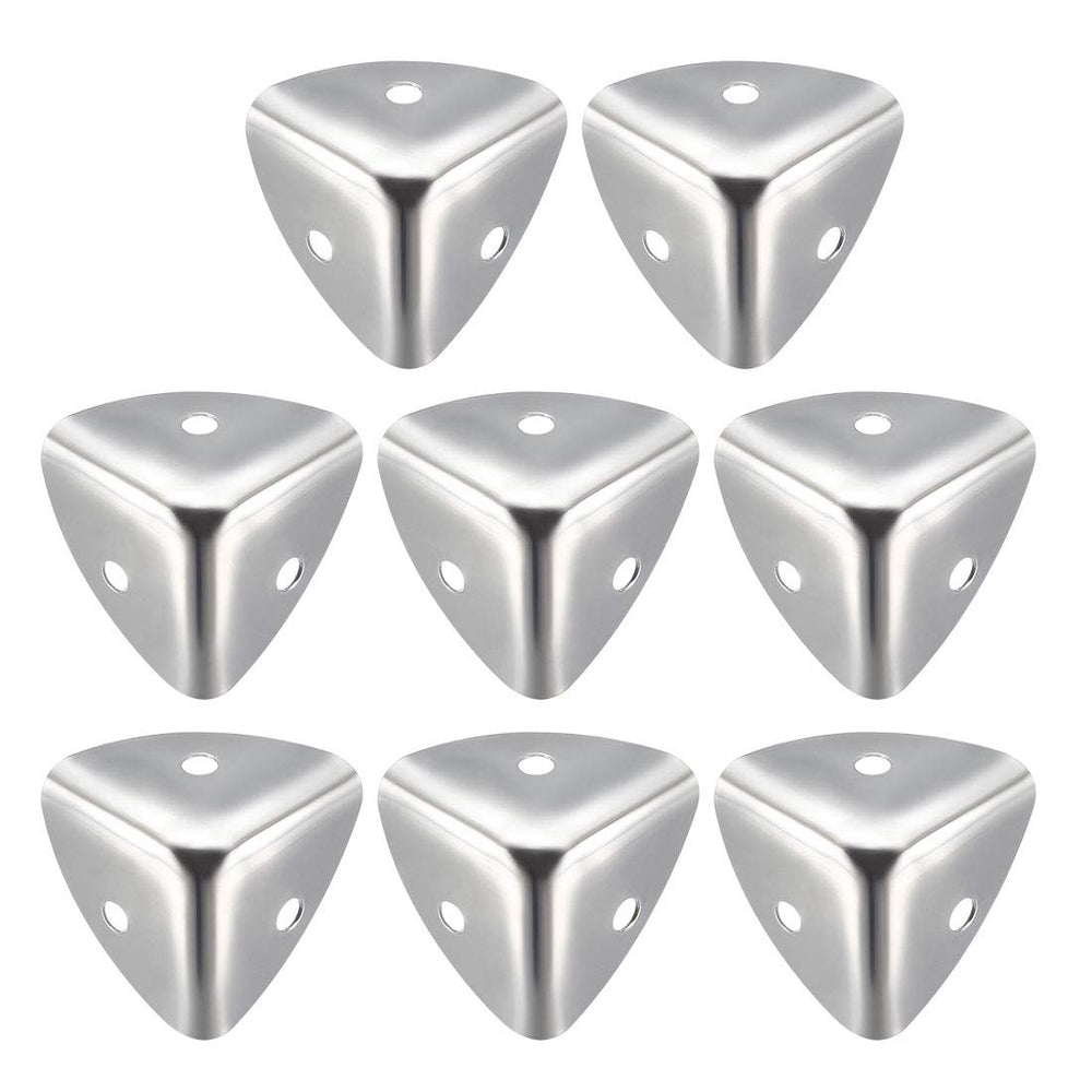 uxcell box corner protector in silver tone protects wooden table corners.