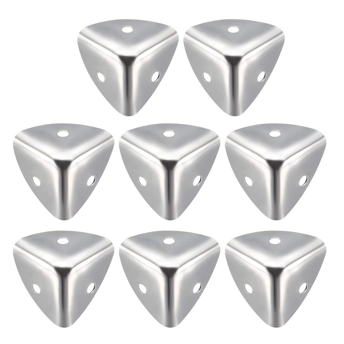 uxcell box corner protector in silver tone protects wooden table corners.